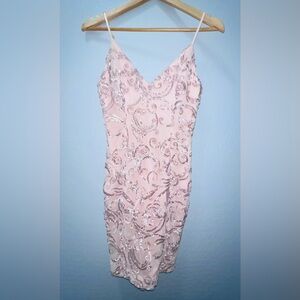 Windsor Blush Pink Sequin-Embellished V-Neck Midi Dress